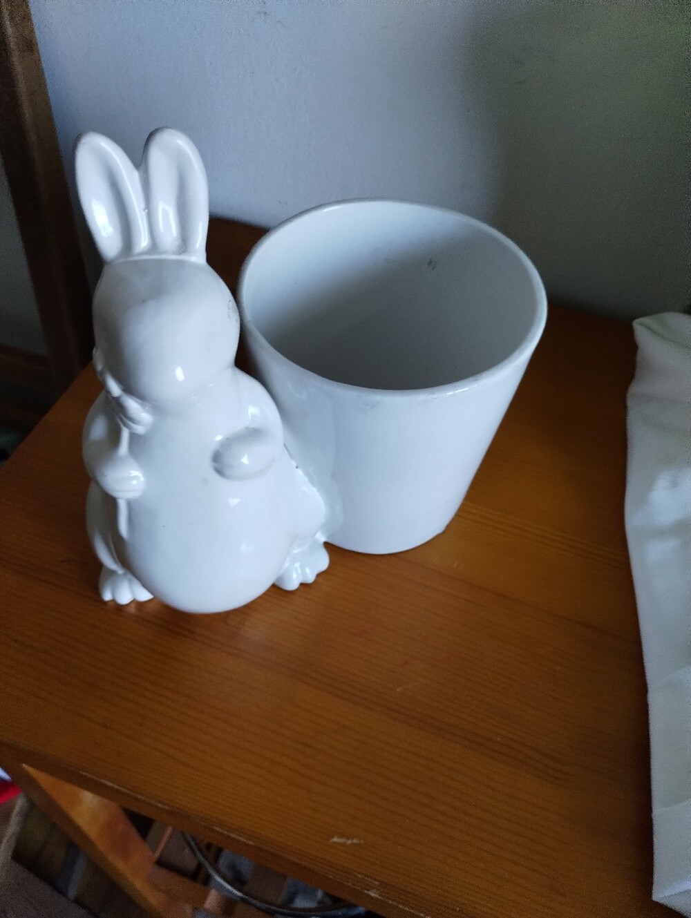White Ceramic Bunny Planter - Decorative Home Art